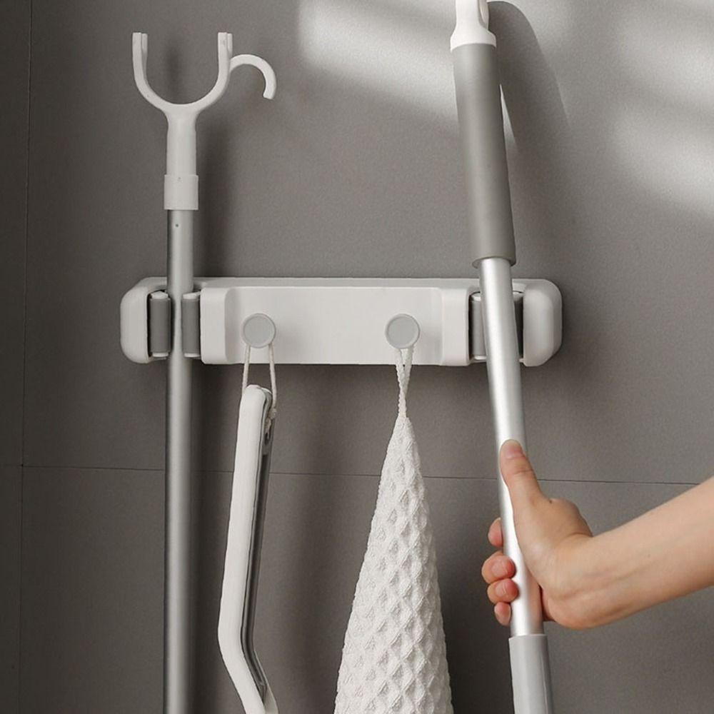 Самоклеящийся держатель для швабры, двухпортовая вешалка для швабры, многофункциональный зажим для швабры для дома