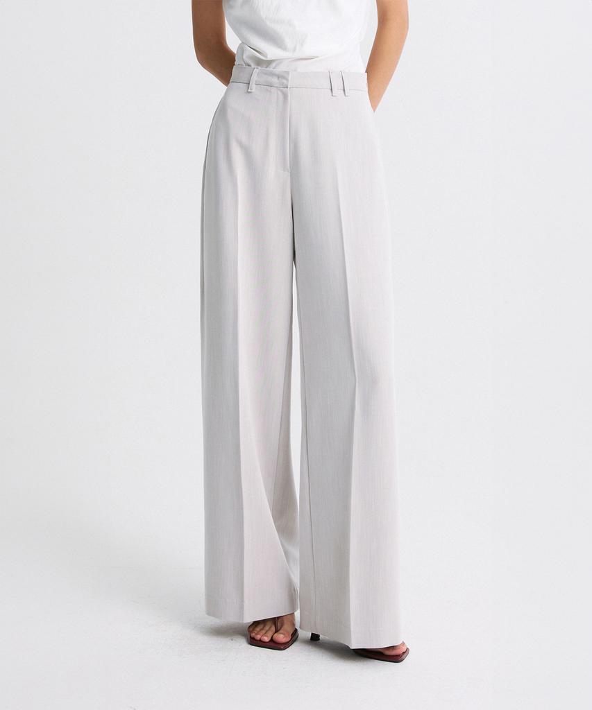 RE RHEE Wide Leg Pleated Trousers Mix Oat