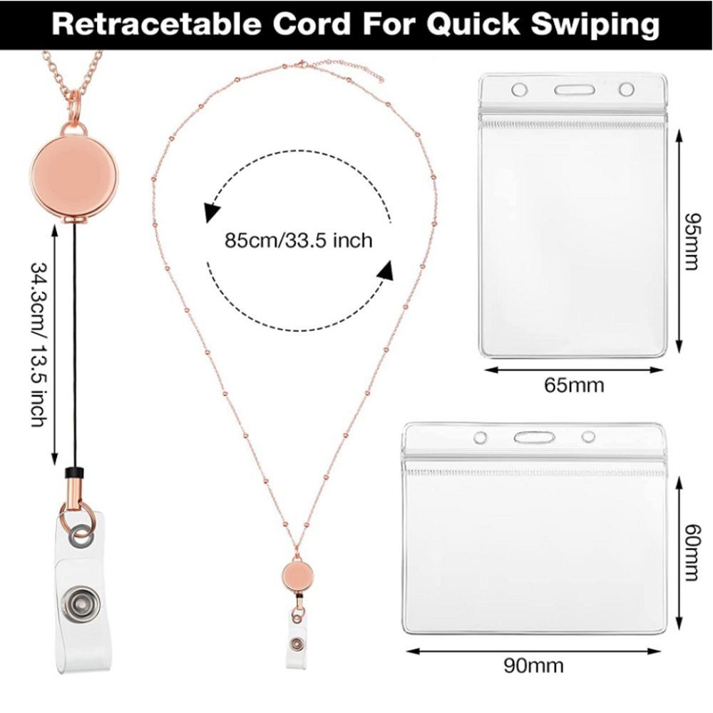 Chain Office Supplies Badge Reel Lanyard With Necklace With ID Card Holders Name Card Badge Holder