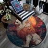 Lion Artwork Round Area Rug,Carpet Rug for Living Room Bedroom Sofa Playroom Decor,Non-slip Floor Mat