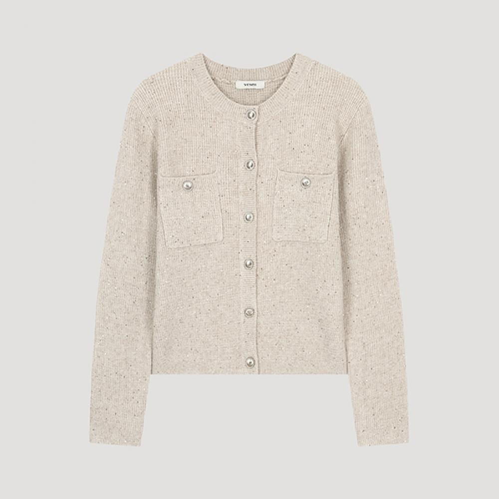 She S miSS Glitter Pocket Round Neck Cardigan SSkcdo41110 Ot