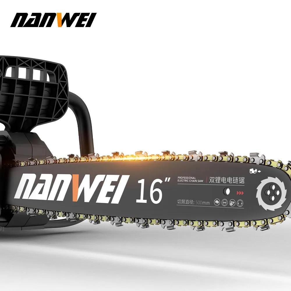 NANWEI 16-inch Lithium Battery Chainsaw Set, Featuring A 3000W High-power Brushless Motor, Rechargeable Single-hand Logging Chainsaw.