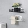 2Pcs Floating Shelves Wall Mounted Storage Rust-proof And Easy To Clean with Black Metal Frame for Bathroom Bedroom Kitchen