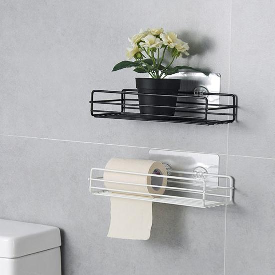 2Pcs Floating Shelves Wall Mounted Storage Rust-proof And Easy To Clean with Black Metal Frame for Bathroom Bedroom Kitchen