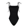 Black Square Neck Draped Swimsuit Tbess22ma0009