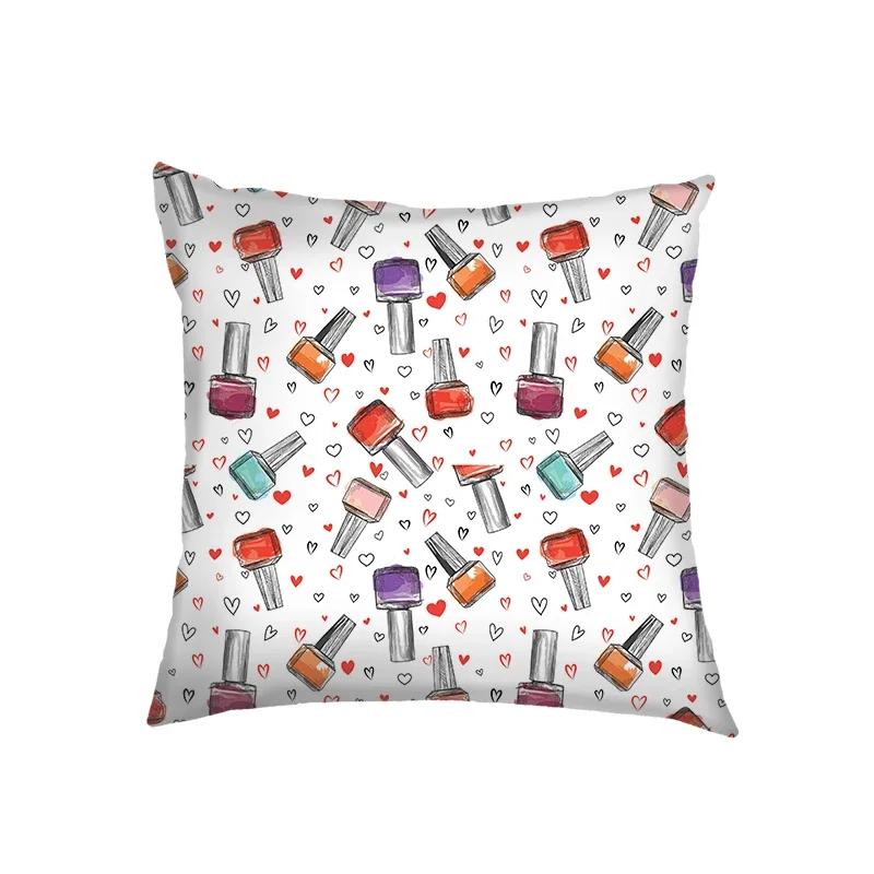 Beautiful Nail Polish Throw Pillow Cover With Short Plush Print For Living Room Sofa Decoration Cushion Cover Pillow Covers