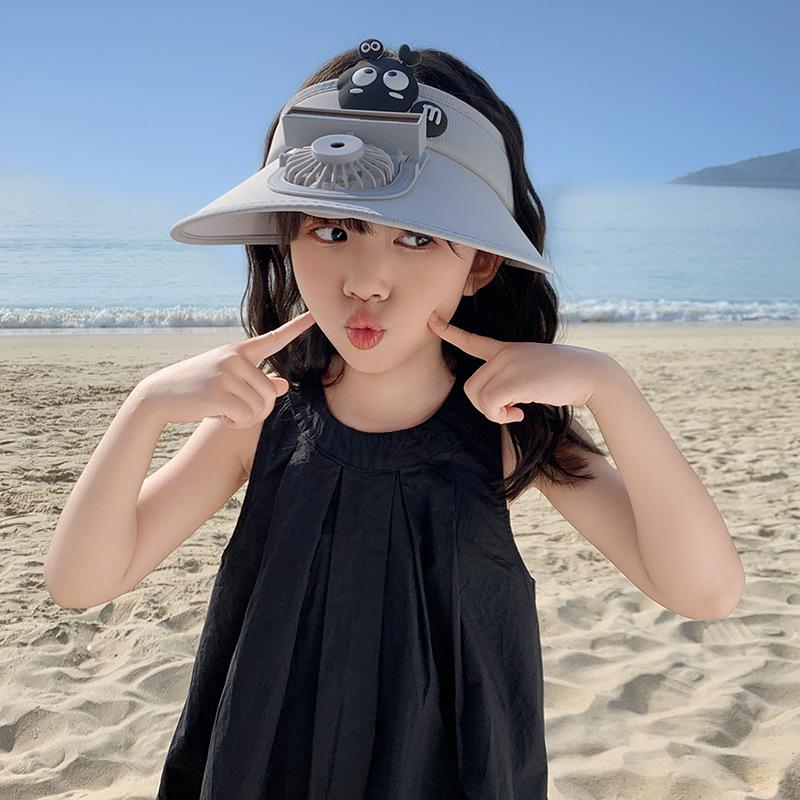 Новая шляпа с вентилятором для женщин Модная детская шляпа от солнца Защита лица Шляпа с открытым верхом Шляпа от солнца с УФ-защитой Женская
