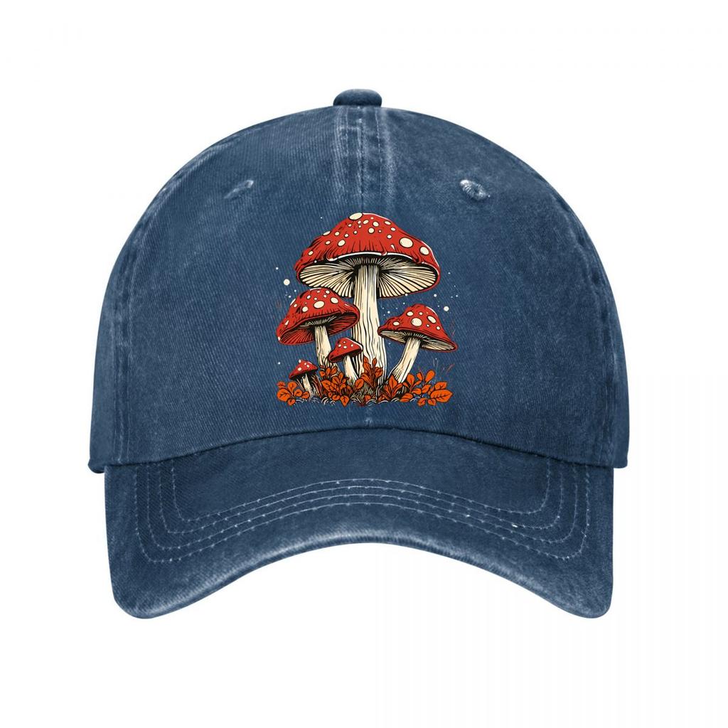 Vintage Red Spotted Mushroom Wall Art Washed Baseball Cap Outdoor For Womens Unisex FeUnisex