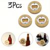 Набор из 3 бамбуковых открывалок для пивных бутылок с магнитом для холодильника - Удобный захват, Круглый дизайн подставки для домашнего бара и свадебных сувениров