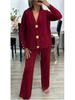 European Style Women's Knit Cardigan & Wide-Leg Pants Two-Piece Set