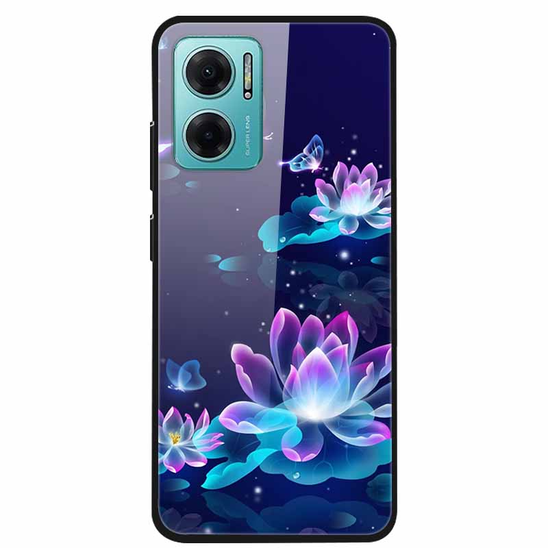 Чехол Для Xiaomi Redmi Note 11E Роскошный Закаленное Стекло Жесткая Задняя Крышка Для Redmi Note 11E Capa Ударопрочный Цветок Funda Волк Coque