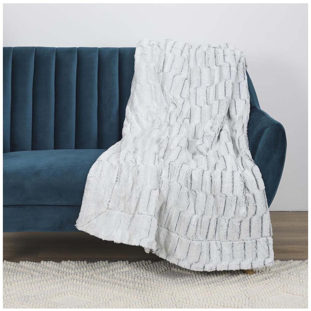 Les Trésors De Lily [A0886] - Меховое одеяло "Скарлетт" серая плитка - 140x200 см