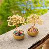 1PC Crystal Colorful Tea Cup Base Fashion Copper Wire Wrapped Natural Feng Shui Trees Home Decor Tabletop Ornaments