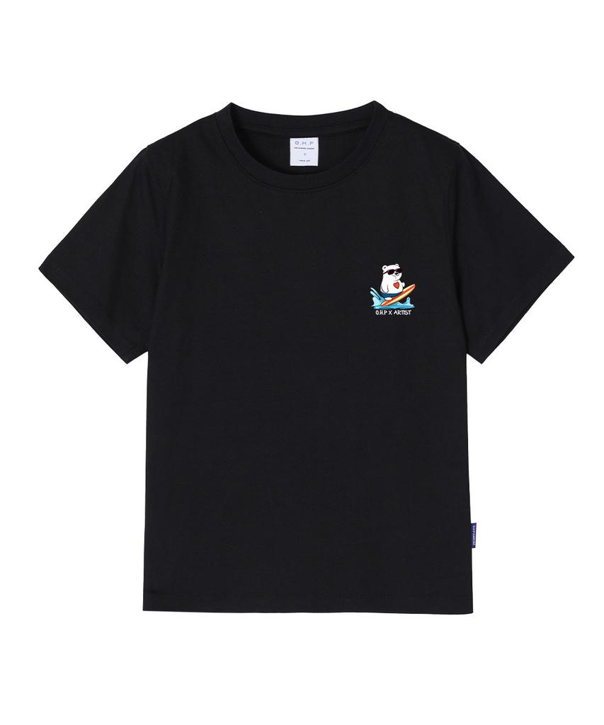ONEHUNDREDPERCENT FOR WOMAN Ohpxharmonia Heart Polar Bear Women Basic Short Sleeve T-Shirt P