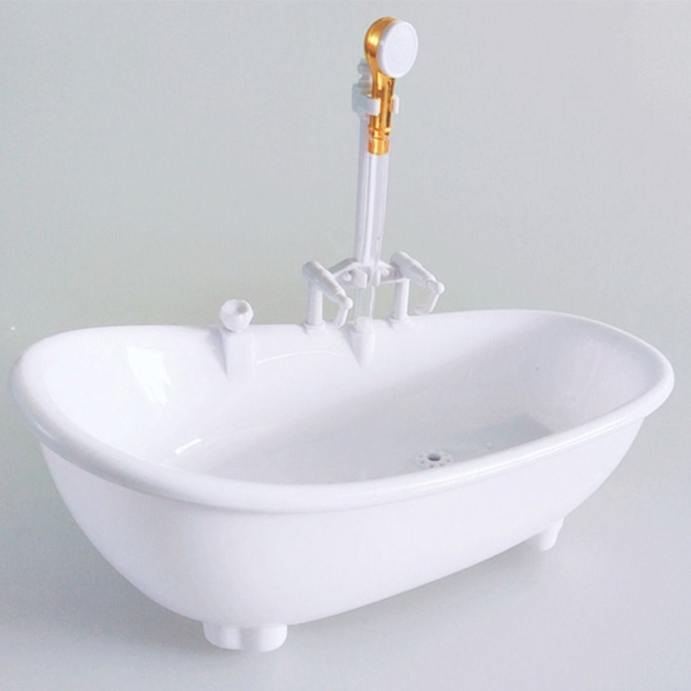 Pretend Toy Kids Bathing Toys Spraying Water Mini Bathroom Tub  Dollhouse Furniture