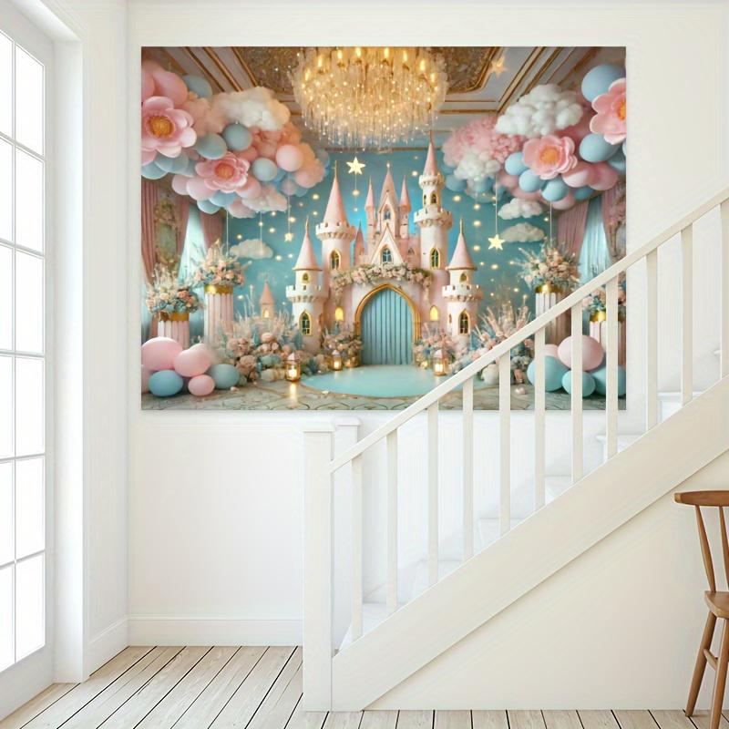 1 elegant princess background polyester pink castle fairy tale background fabric fantasy party and dreamy celebration