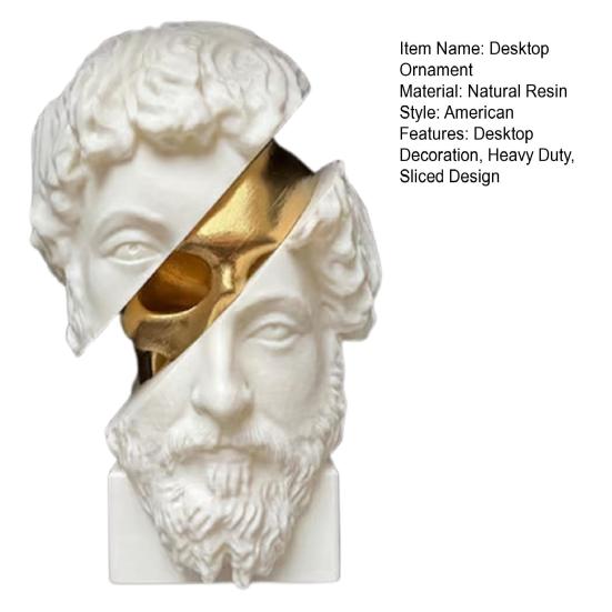 Нарезанная скульптура философа Золотой череп Статуя греческого философа Полимерная фигурка Дом Офис