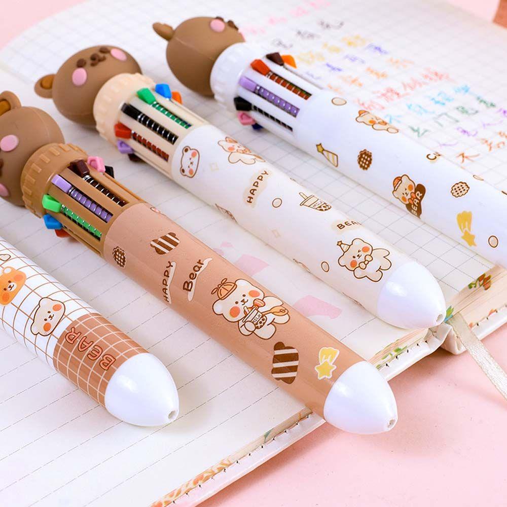 Office Supplies Stationery Student Writing Pens Ten Color Ball Pen Cartoon Bear Ballpoint Pen