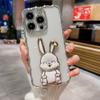 3d чехол-держатель с милым кроликом для Iphone 14pro 13 12 11 14 Pro Max 14 Plus 14, прозрачный противоударный чехол с волнистым покрытием
