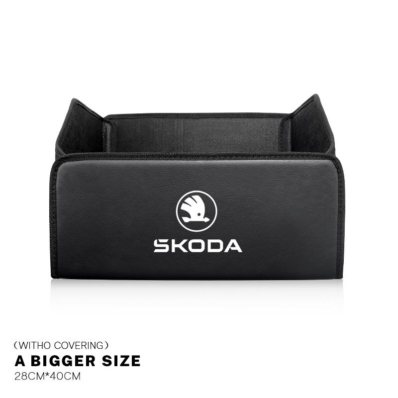 HIAQ2 Car Trunk Storage Box Leather Tidying Organizer Bag For Skoda Octavia Superb Rapid Kodiaq Karoq Fabia Kamiq Vision RS Yeti Scala