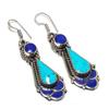 Tibetan Turquoise, Lapis Handmade Jewelry Earring 2.29" k6L25