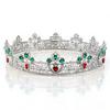 Gold Baroque Round Crown Metal Red Bronze Exquisite Rhinestone Crown  Women