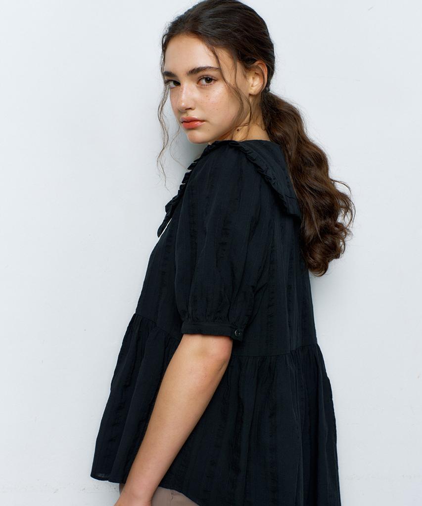 MANAVIS7 Eileen Natural Blouse [Black]