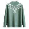 Mom's Autumn Winter Plus Velvet Sweater Women Middle-aged Thick Pullover Half Turtle Neck Warm Bottom Shirt Loose