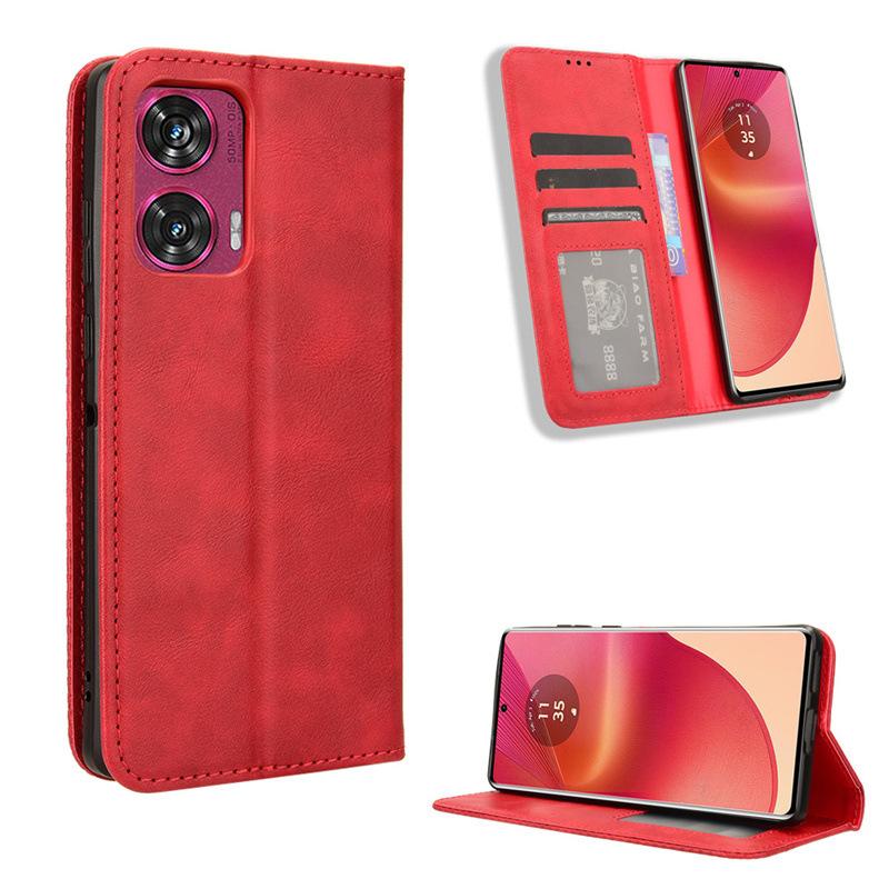 Flip Cover For Motorola Moto Edge 50 Fusion Leather Case [Flip Vintage Leather] Shockproof Durable Retro Phone Case