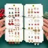 Christmas Earrings Set Colorful Santa Reindeer Snowman Drop Resin Designs Festive Holiday Gift Card Package Accessories