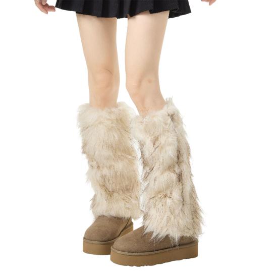 Faux Fur Leg Warmers Women Girls Furry Boot Covers Fuzzy Shoes Cuff Cover Cozy Winter Calf Warmers for Parties Street Wear