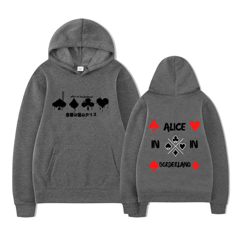 Alice In Borderland Hoodies Men Cartoon Cards Sweatshirt Vintage Unisex Pullover Men Graphic Hoody Oversize Clothing