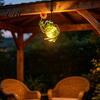 Solar Powered Patio Decor Frog Hanging Garden Light, Creative Metal Sculpture IP65 Automatic Dusk to Dawn Lamps Waterproof Outdoor LED Lamp