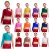 Girls Sparkly Rhinestone Dance Crop Top Unique Irregular Shoulder Design Stage Performance Costume