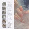 12Grids/Box Flat Back Nail Art Rhinestone 3D Effect Faux Pearl Style Round Glitters DIY Nail Rhinestones
