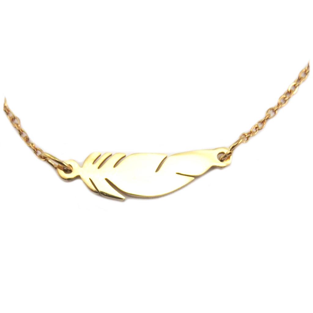 Les Trésors De Lily [P9163] - Rose Gold 'Boho' Steel Bracelet (feather) - 15x5 Mm