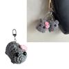 Unique Crochet Hamster Keychain With Bowknot Decorative Keyring Alloy Cotton Charm Pendant Accessory for Keys and Bags