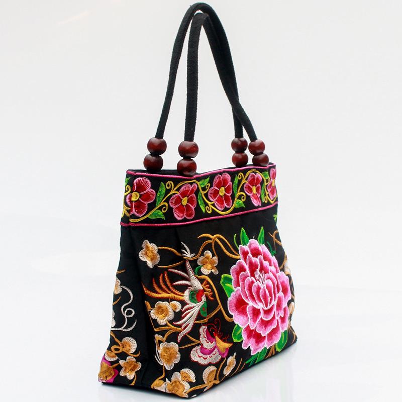 Yogodlns Original Ethnic Style Canvas Embroidered Women's Bag Handheld Small Bag Embroidery Handbags for Women