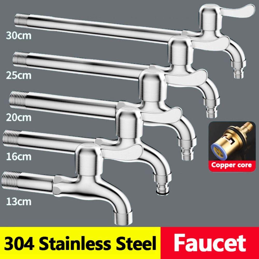 10/15/30cm Wall Mounted Faucet 304 Stainless Steel Washing Machine Tap  Outdoor Garden