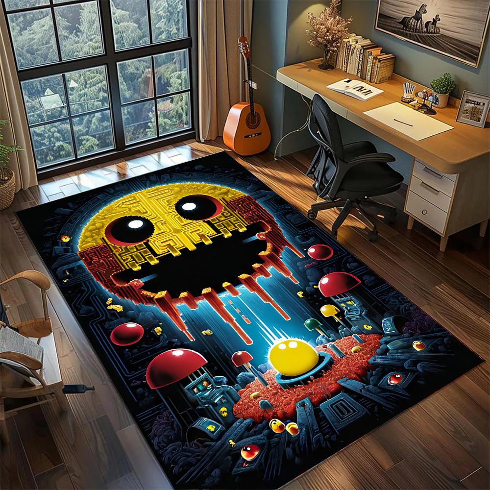 Классический Pac-Man Аркадный Ретро Пиксельная Игра Ковер Ковер Большой Ковер Нескользящий Моющийся Коврик для Пола Комната Геймера Спальня Домашний Декор