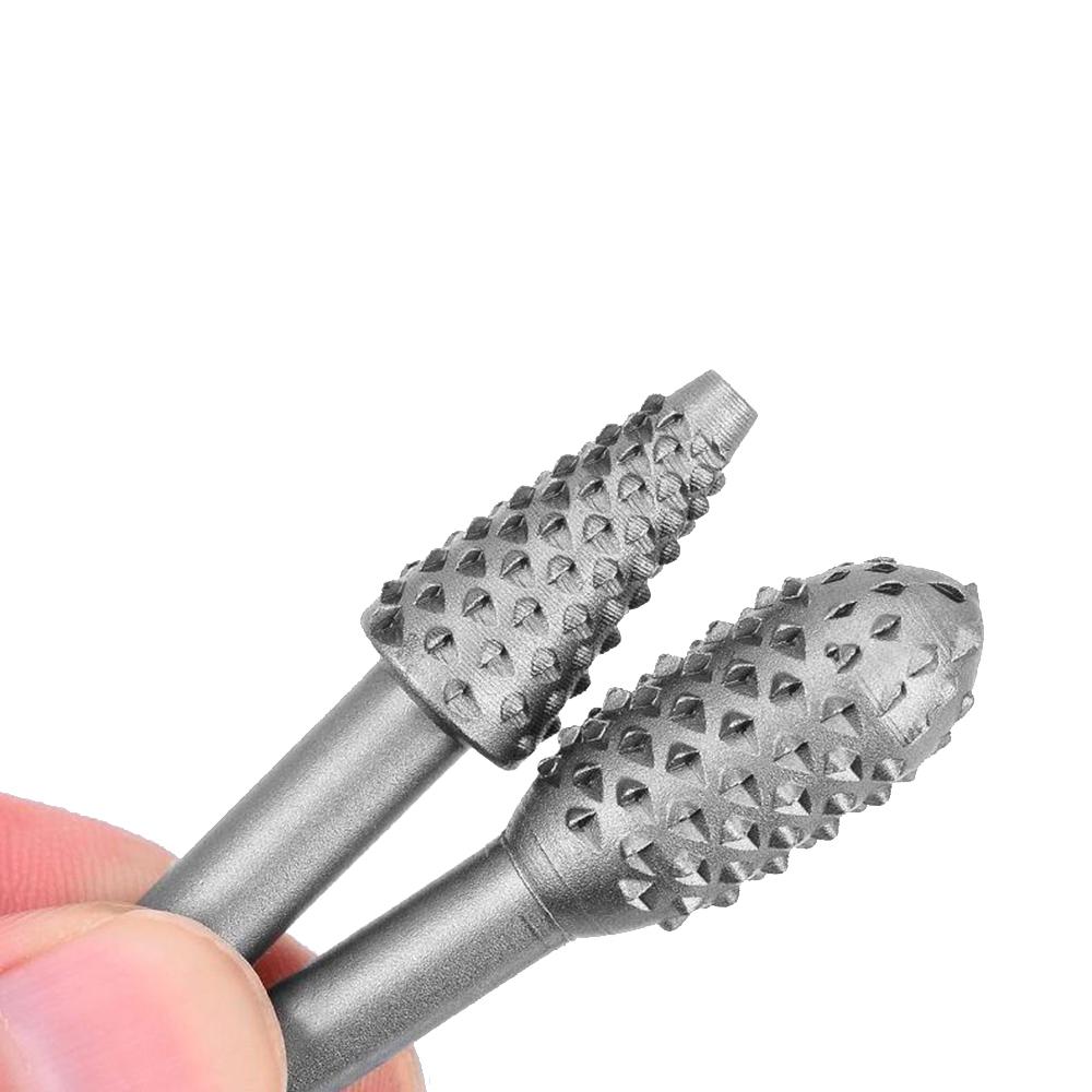 5PCS Wood Carving File Burr Rasp Set for Woodworking Tool Drill Bit with 6mm Round Shank for Wood Plastic Carving Deburring Polishing