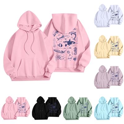 Женская мода, женский легкий пуловер с длинными рукавами и карманами, толстовка с капюшоном в стиле консервативного стиля