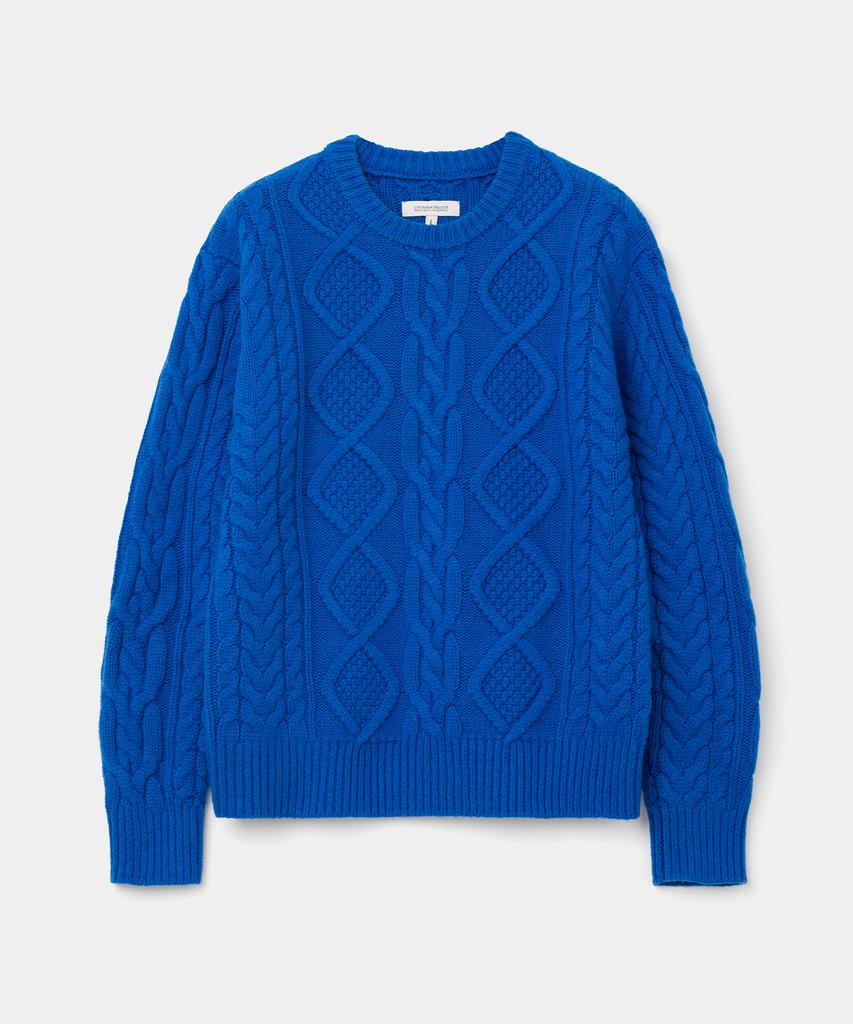 UNIFORM BRIDGE Cable Crew Neck Knit Blue