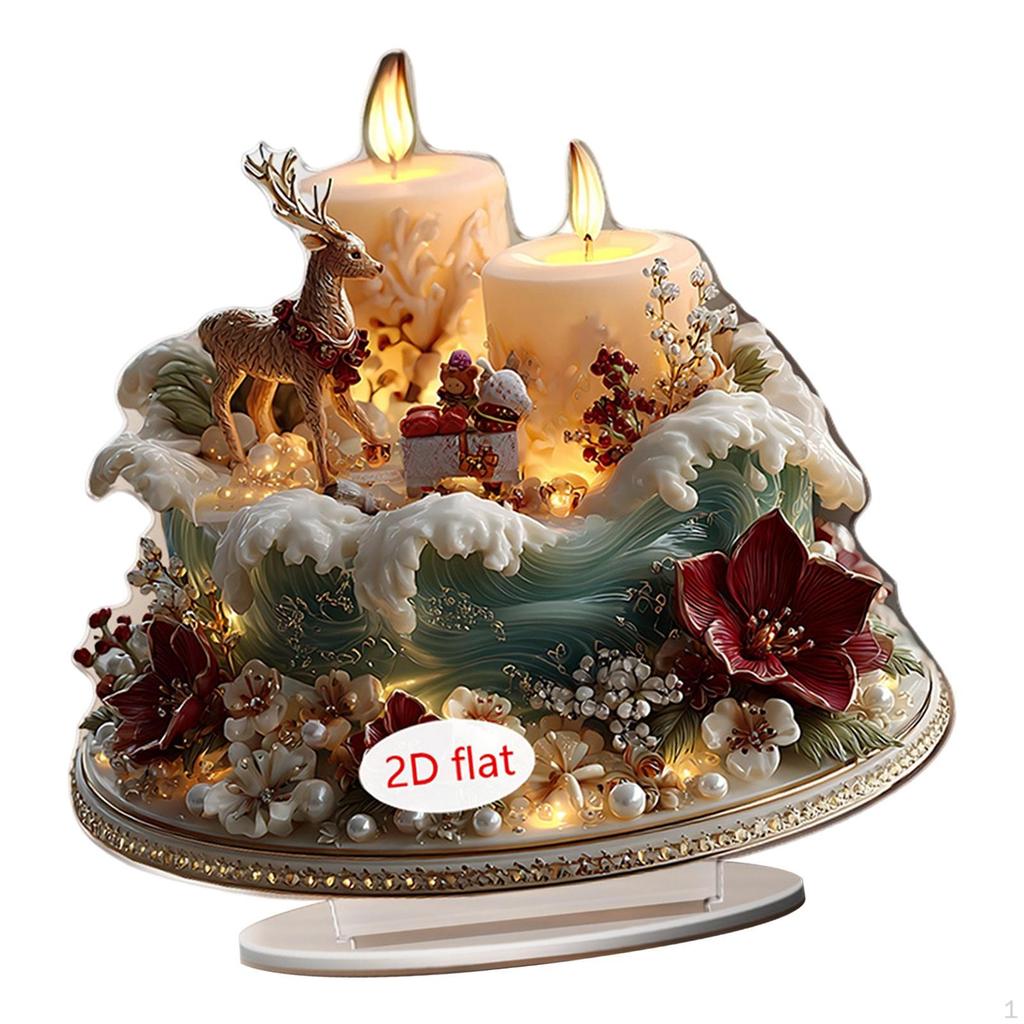 2D Christmas Plague Acrylic Ornament Collection Crafts Artwork Decors for Centerpiece Bookshelf Desk