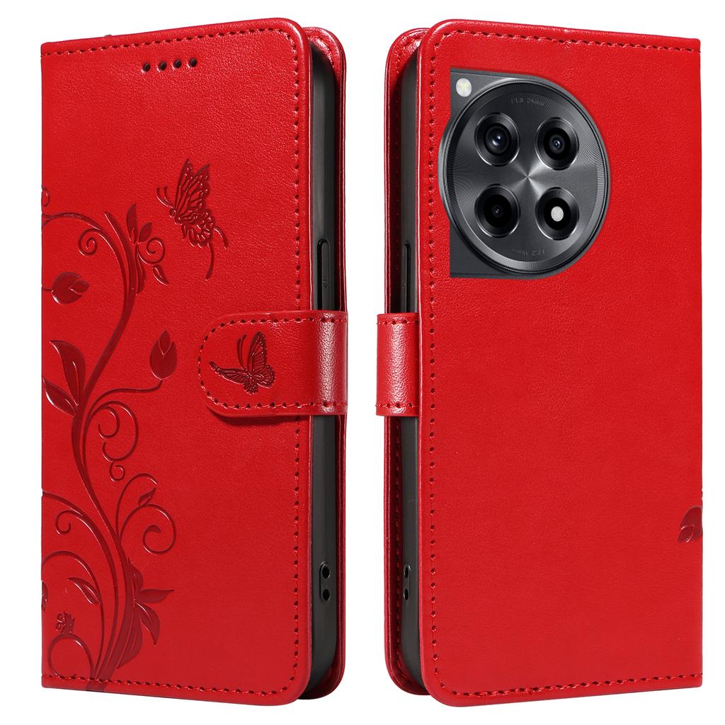 For OnePlus 12R 5G/Ace 3 5G PU Leather Cases Flower Pattern Wallet Stand Phone Cover with Strap