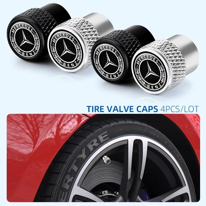 For AMG Benz 4Pcs Car Tire Valve Stems Cap Knurling Style Tire Valve Cap for Mercedes Benz W211 W204 W210 W203 CLA GLA