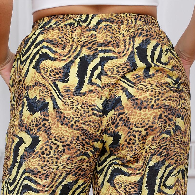 Летние женские повседневные свободные брюки-фонарики больших размеров с леопардовым принтом Pops Pant
