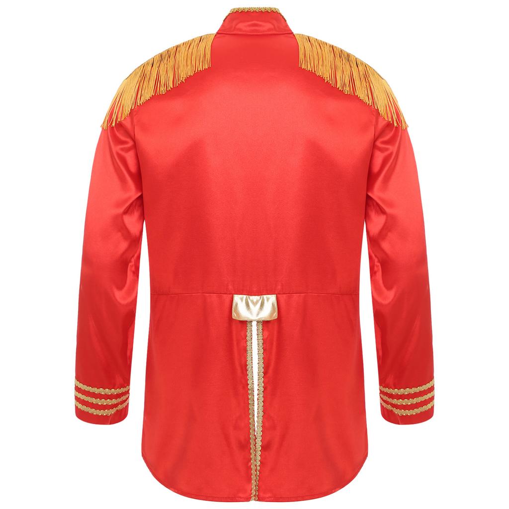 Мужская длинная средневековая верхняя одежда на Хэллоуин с кисточками на погонах с золотой отделкой на молнии спереди, атласные куртки, костюмы для косплея