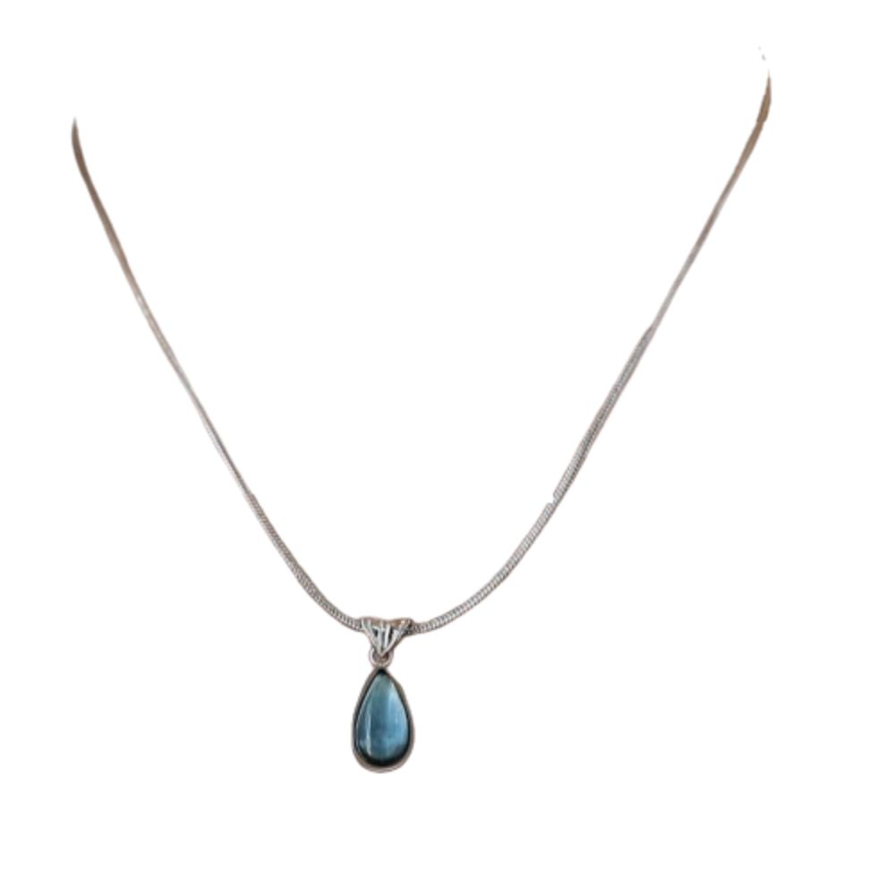Olive-green Water Drop Neck Chain Colorfast Snake Bone Chain Necklace Drop Pendant Necklace Unisex