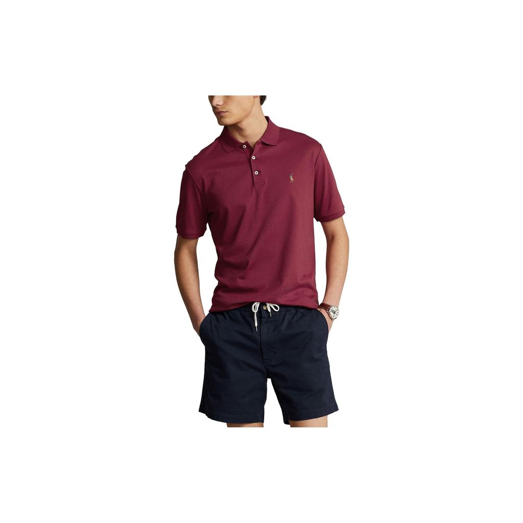 Polo Ralph Lauren SS23 Logo Однотонная рубашка поло с коротким рукавом для мужчин, красные 710870645-020